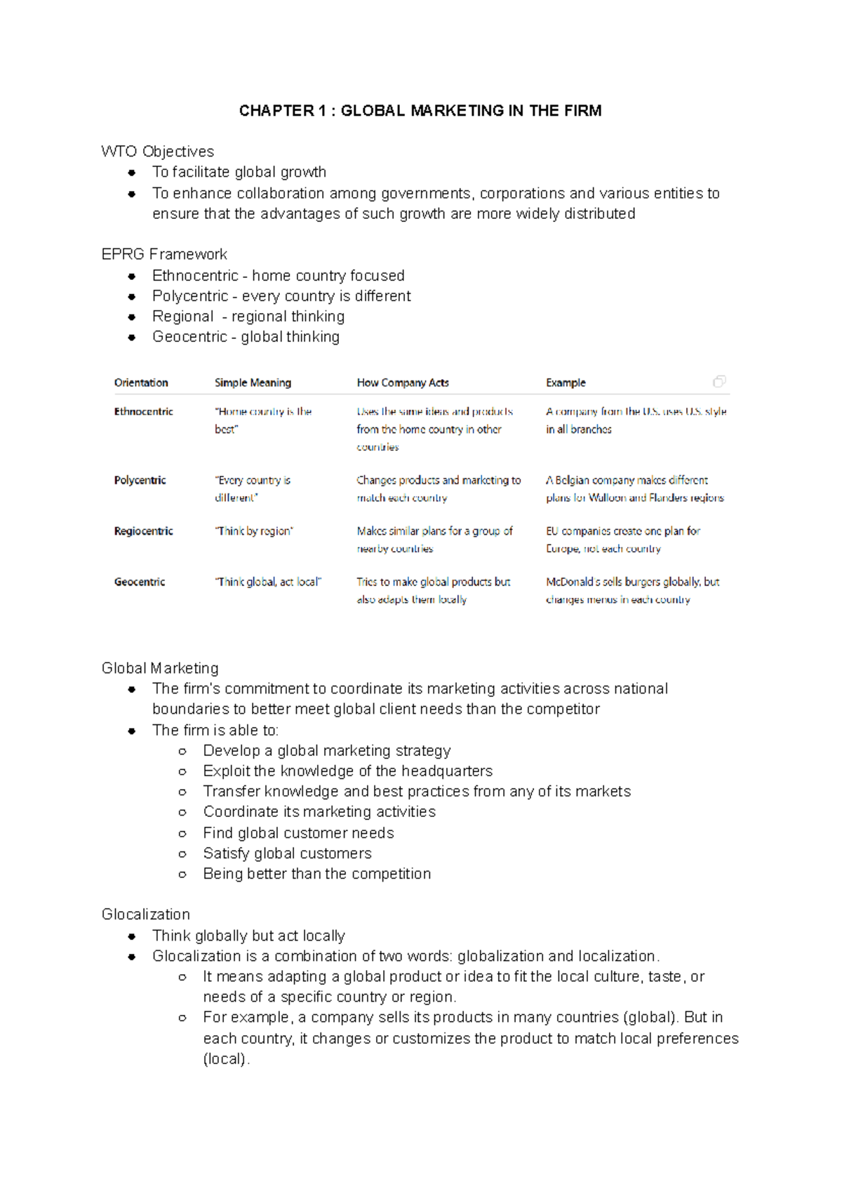 MKT547 CHAPTER 1: Global Marketing Strategies and Concepts - Studocu