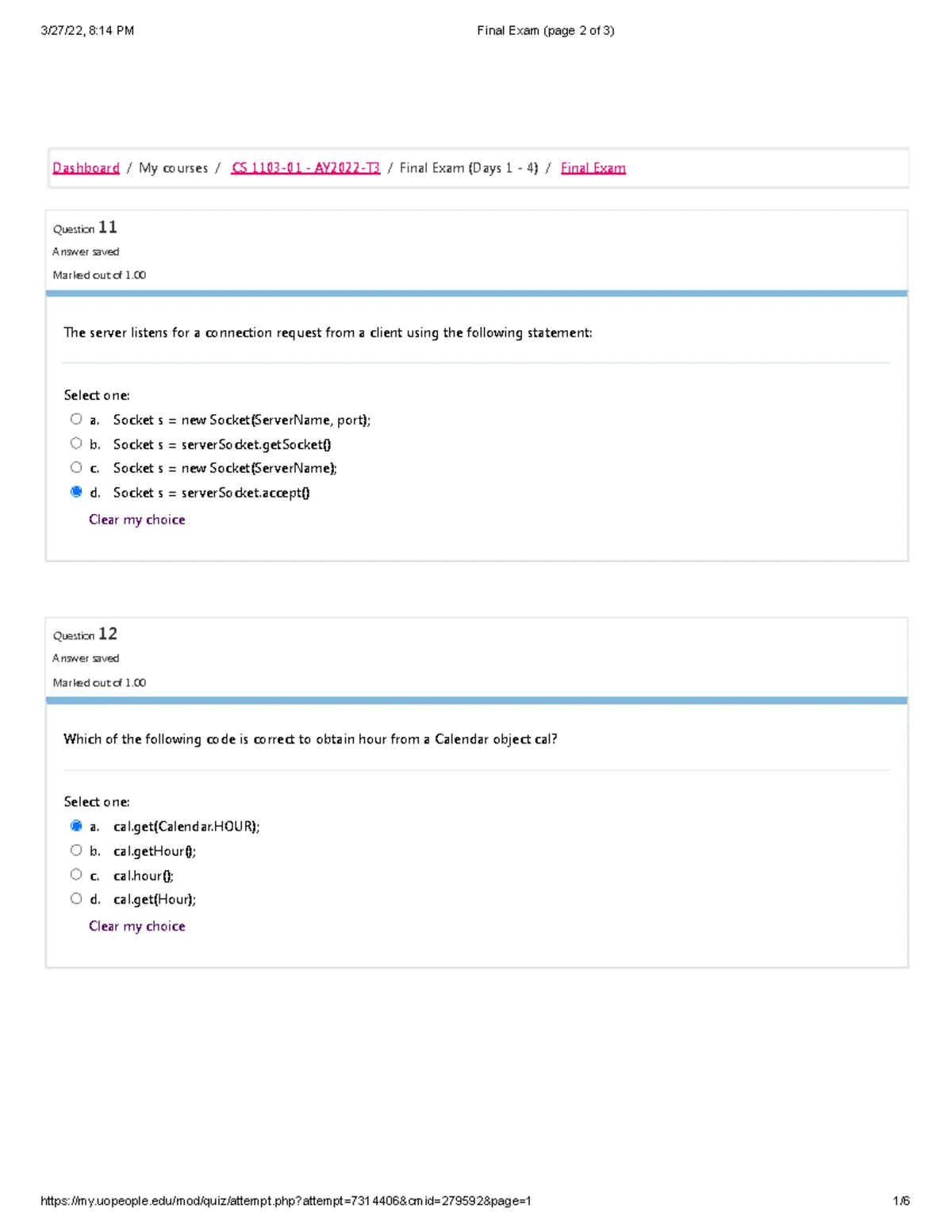 Final Exam (page 1 of 4) - 9:50 PM Final Exam (page 1 of 4) Dashboard ...