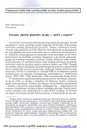 Polish Sign Language (PJM) and Deaf Culture Overview【4:0†output.pdf ...