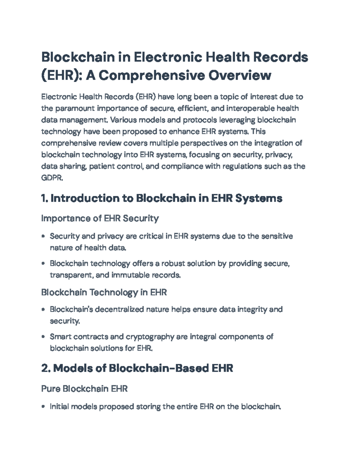 Blockchain Integration in EHR Systems: A Detailed Review of Security ...