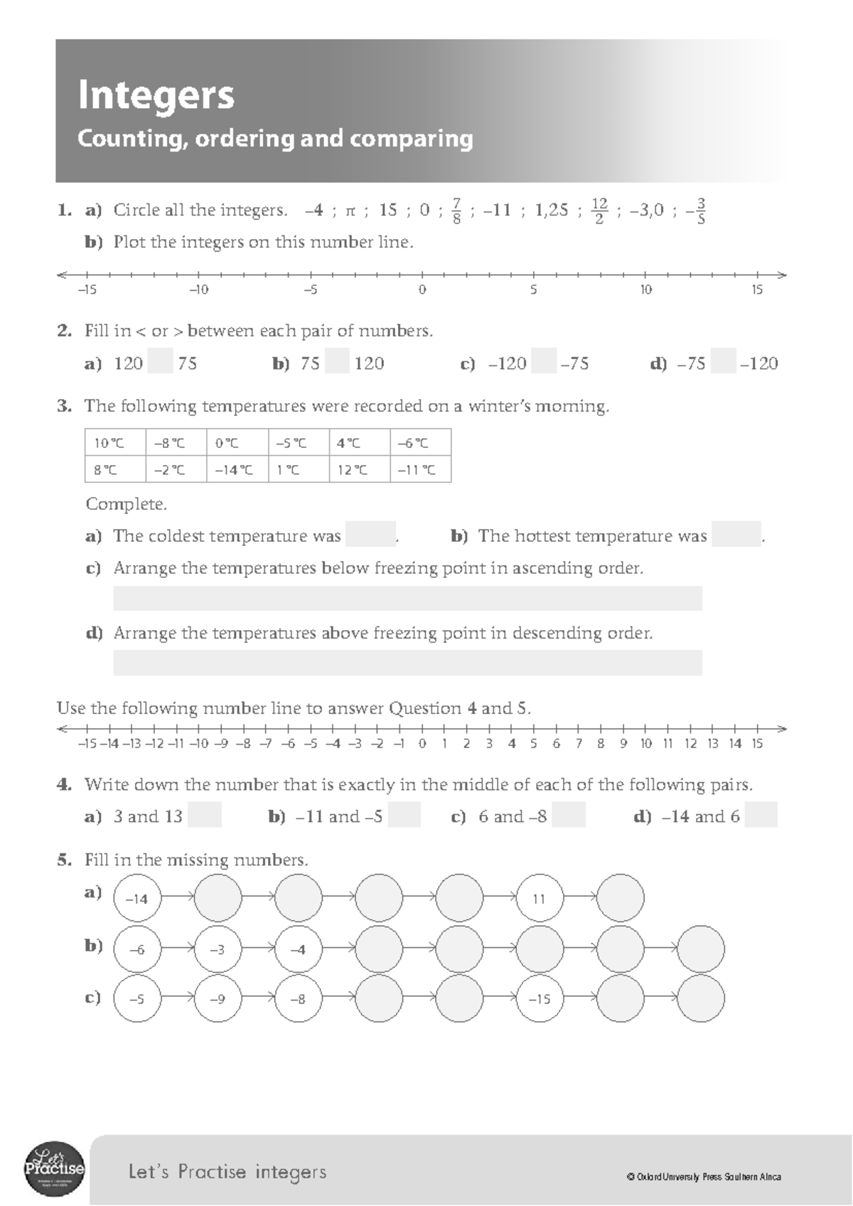 Grade 8 Math: Practicing Integers with OUP - Studocu