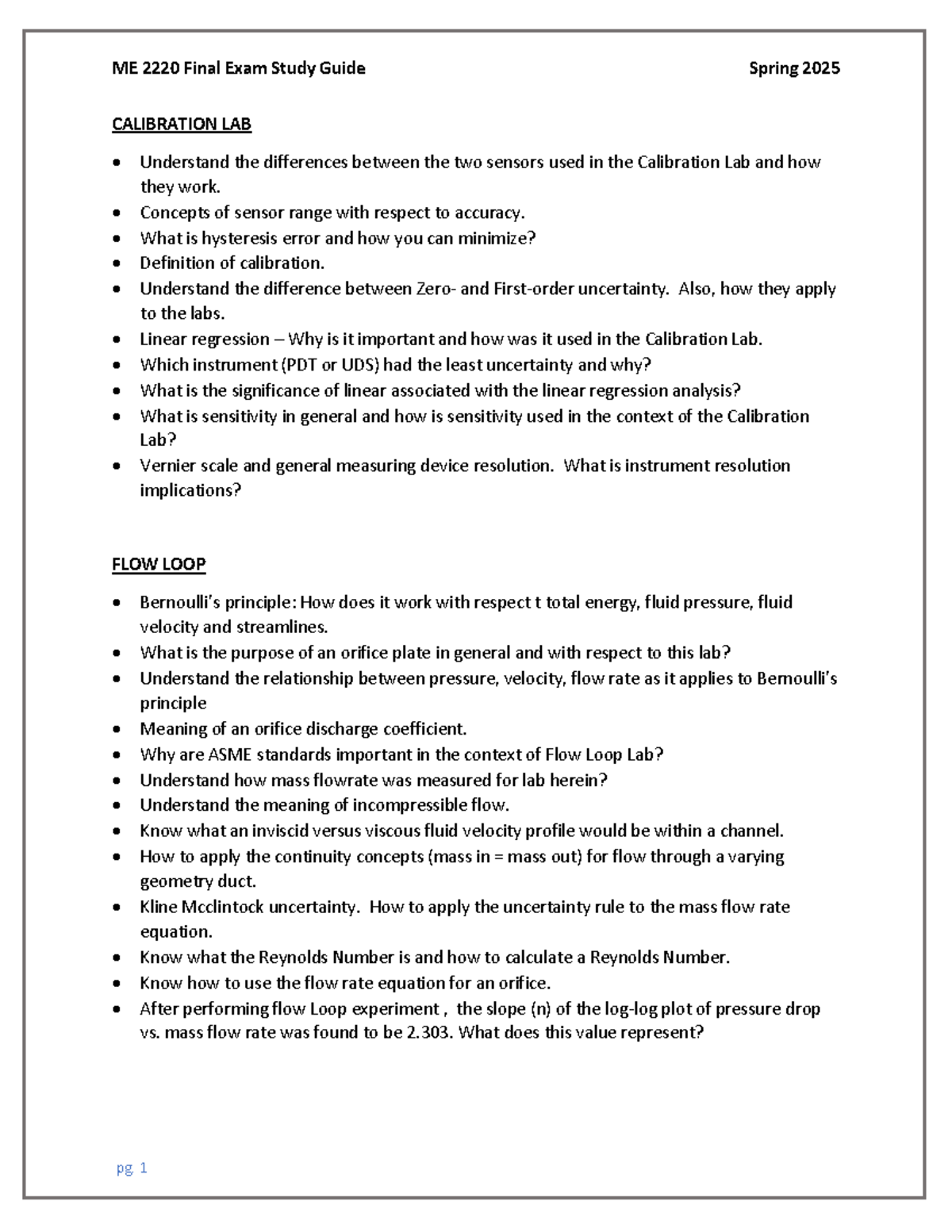 ME 2220 Final Exam Study Guide - Spring 2025 - Studocu
