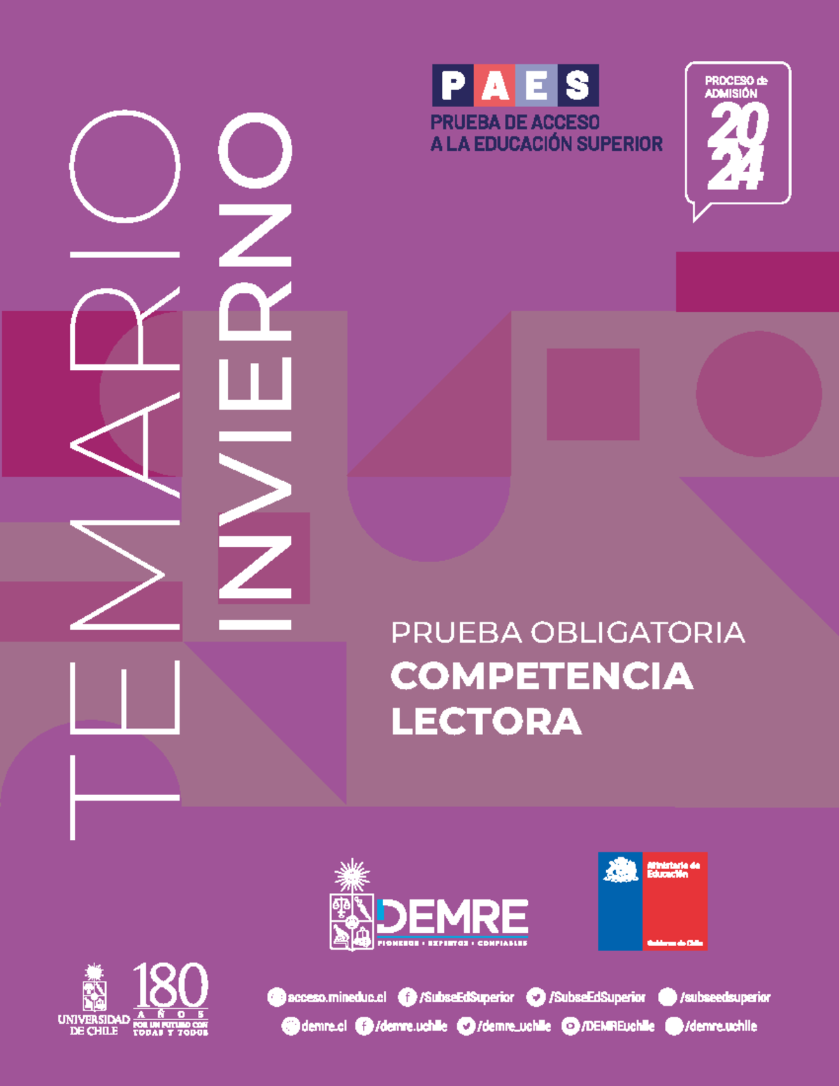 Temario Prueba Competencia Lectora Invierno 2024 - Admisión ...