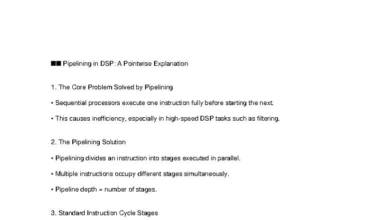 Pipelining in DSP - Lecture Notes on Instruction Efficiency - Studocu