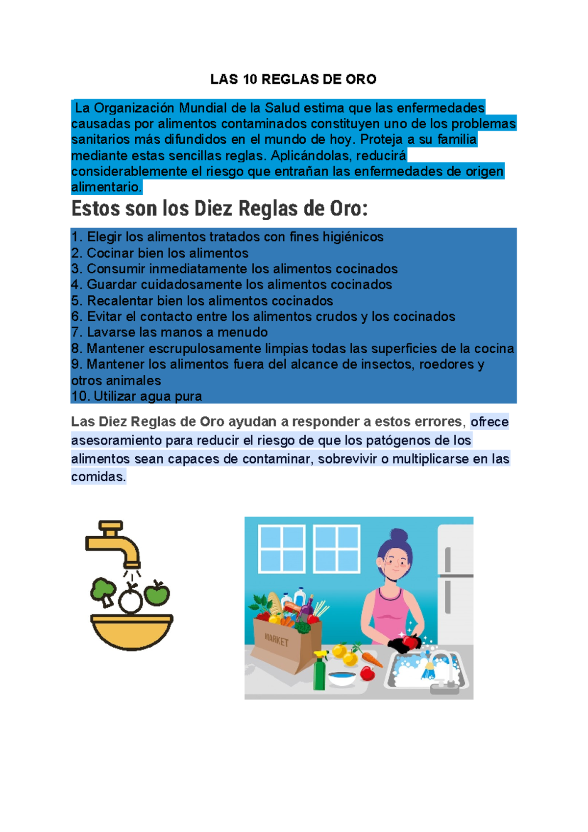 LAS 10 REGLAS DE ORO PARA LA SEGURIDAD ALIMENTARIA - Studocu