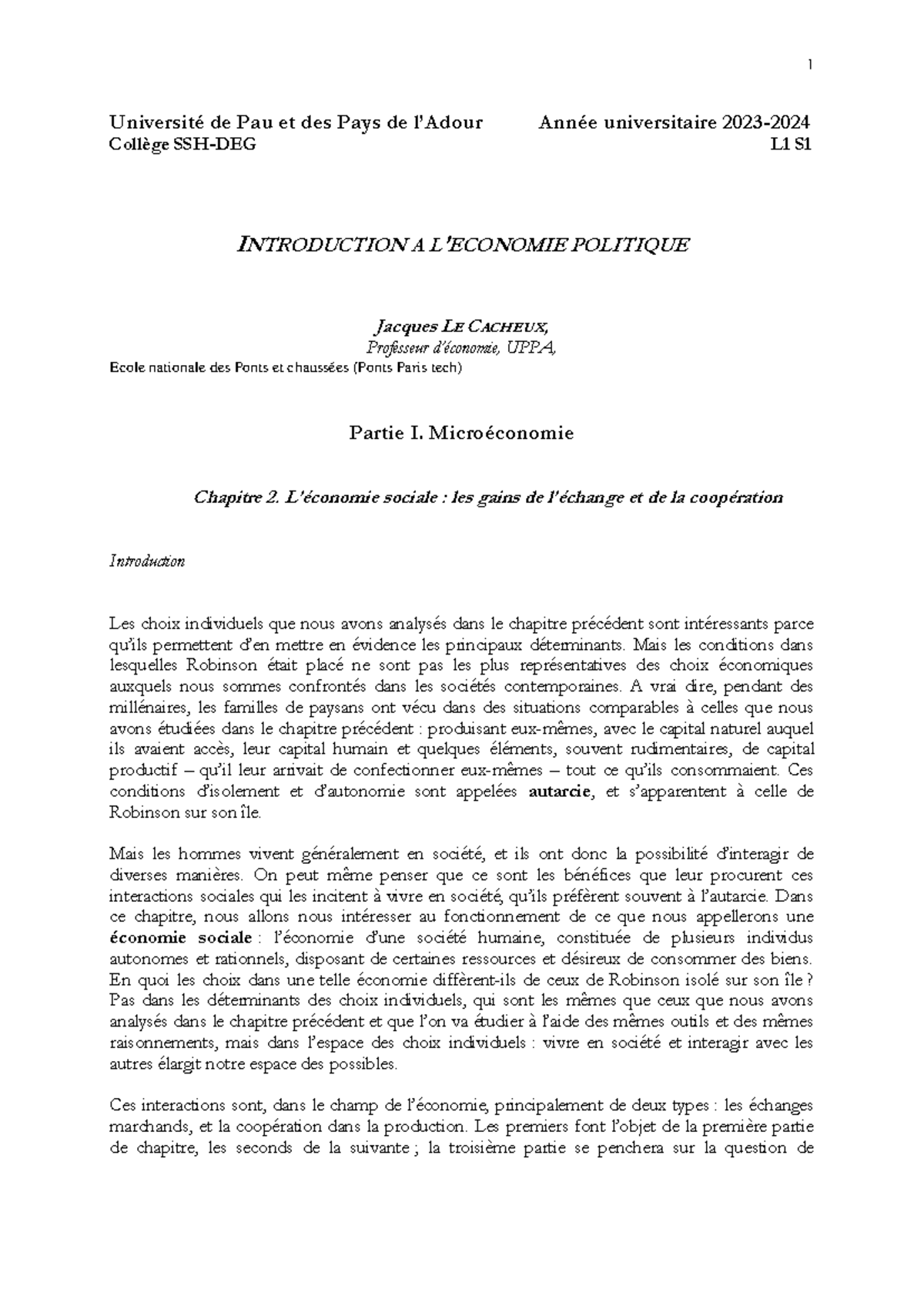 Chapitre 2 cours L1 Monsieur LECACHEUX - Université de Pau et des Pays ...