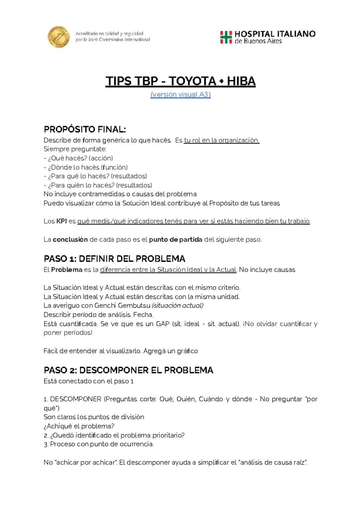 TIPS Pasos TBP - Toyota Business (Versión Visual A3) - Studocu