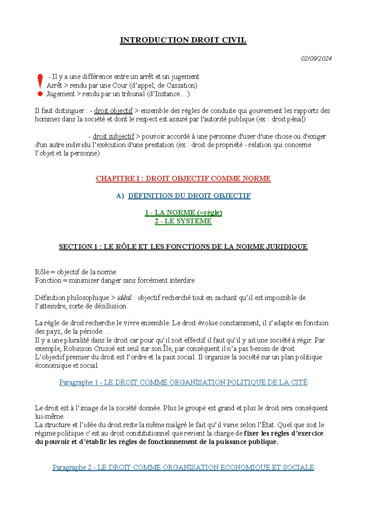 Cours de Droit Civil - Introduction et Concepts Fondamentaux - Studocu