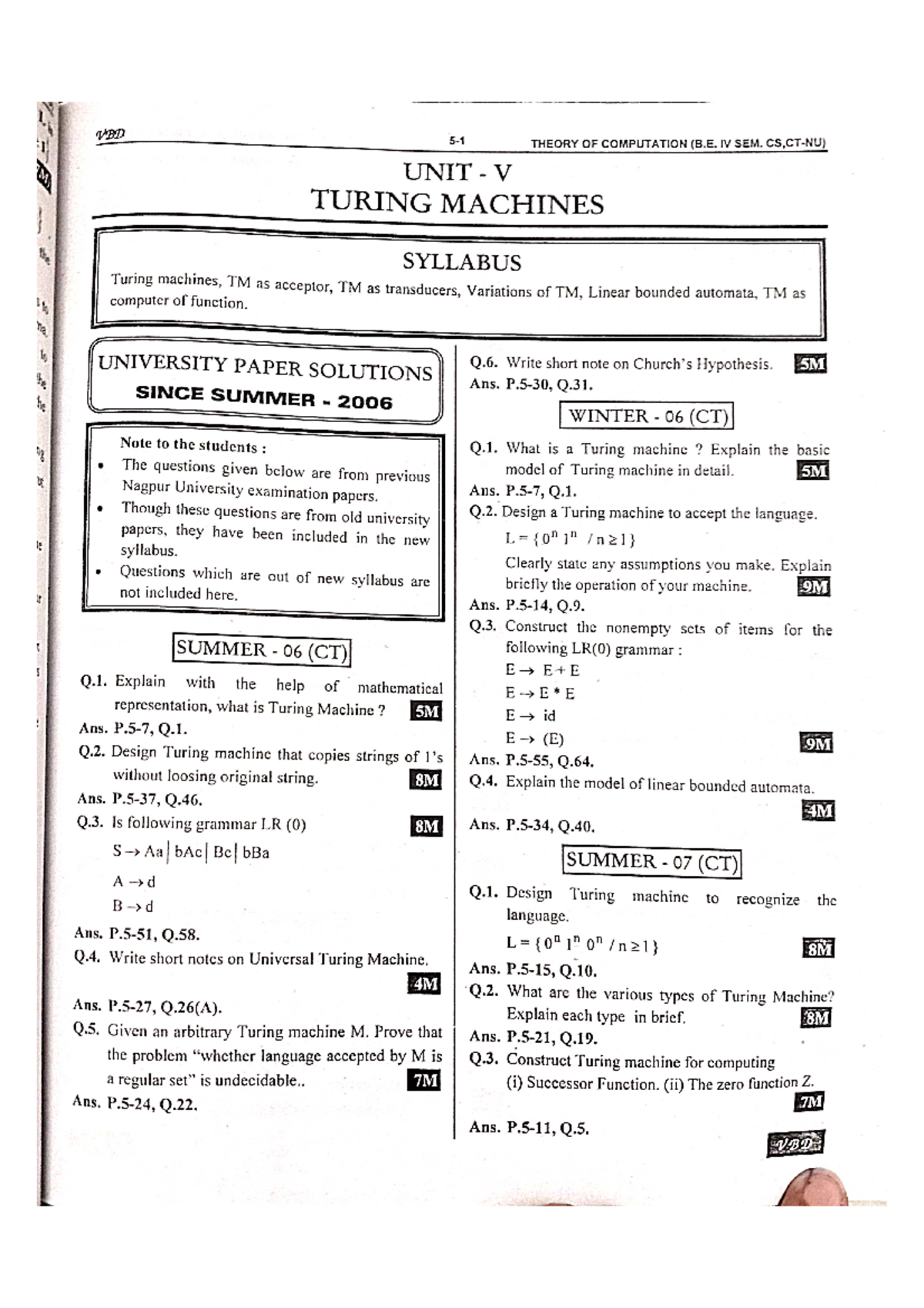 TOC Unit 5 Turing Machine - Bachelor of computer science engineering ...
