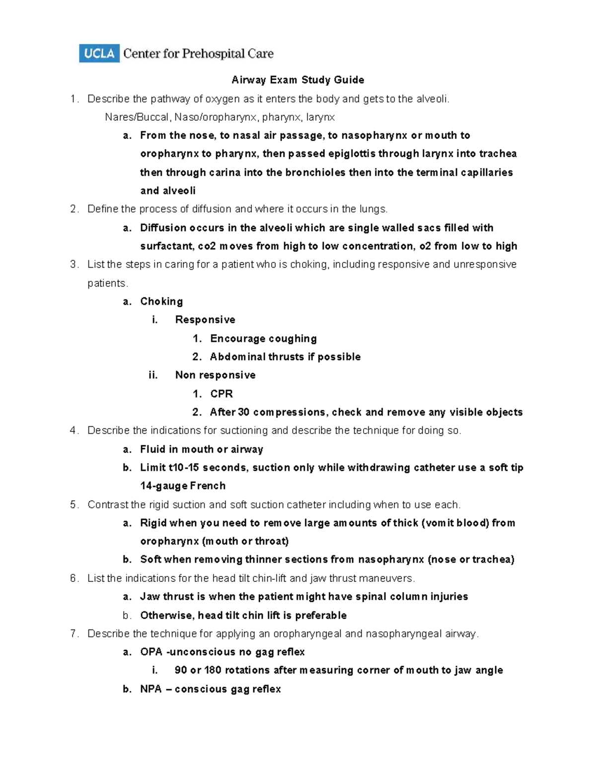 Airway Exam Study Guide EMT: Pathways, Techniques, and Conditions - Studocu