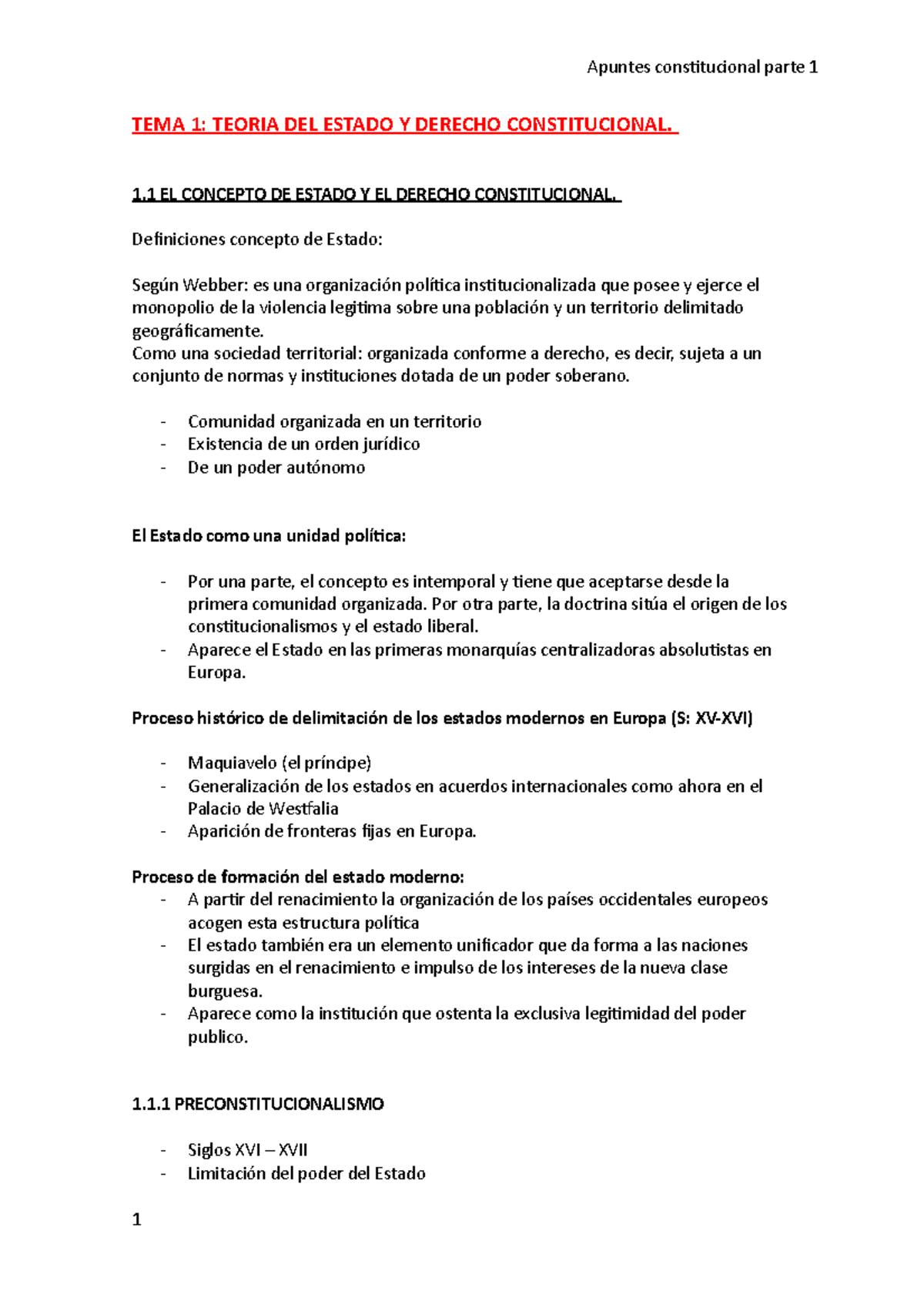 Apuntes Constitucional - TEMA 1: TEORIA DEL ESTADO Y DERECHO ...