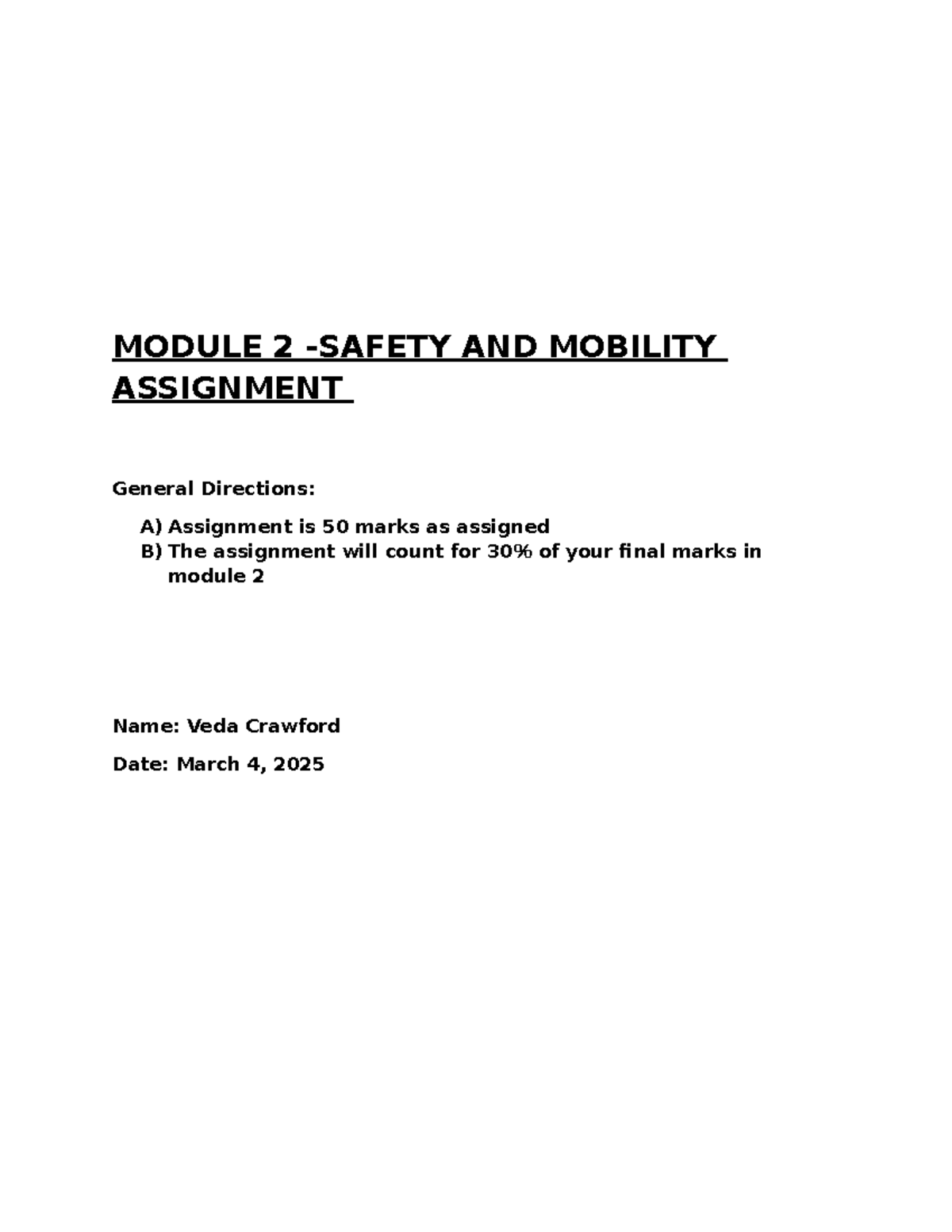 Module 2 - Home Safety Inspection Assignment - Studocu