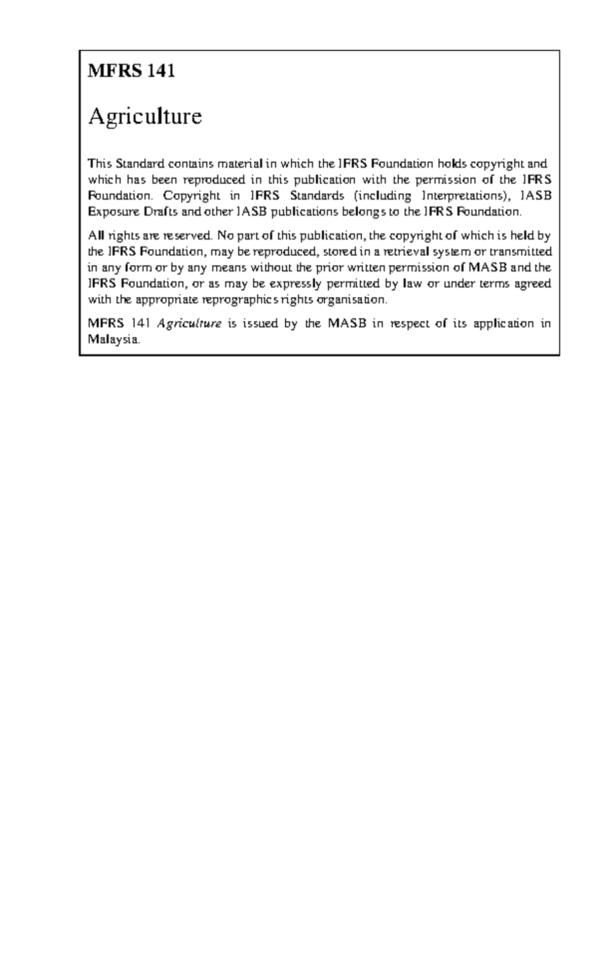 MFRS 141 - Malaysian Financial Reporting Standard on Agriculture - Studocu