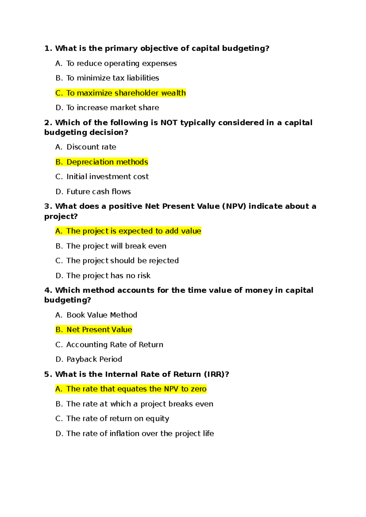 Capital Budgeting Concepts and Analysis - Session 7 - Studocu