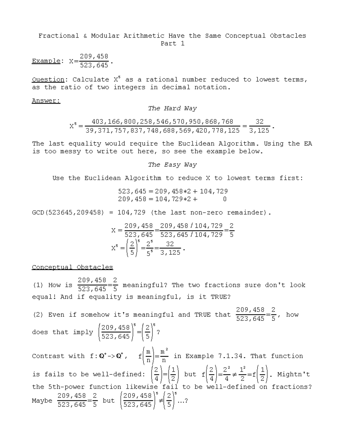 Modular & Fraction Arithmetic Obstacles: Part 1 Analysis - Studocu