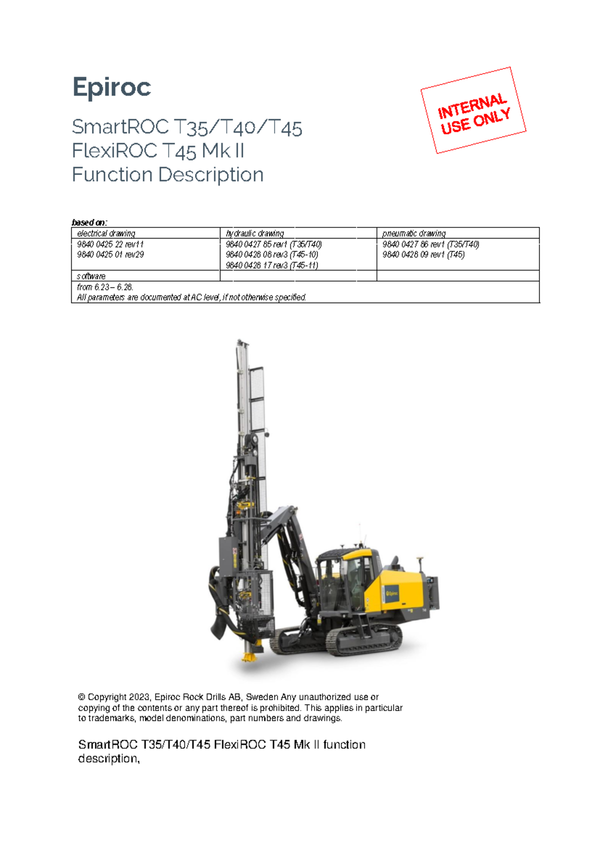 Function Description for SmartROC T35/T40 & FlexiROC T45 Mk II - Document Preview