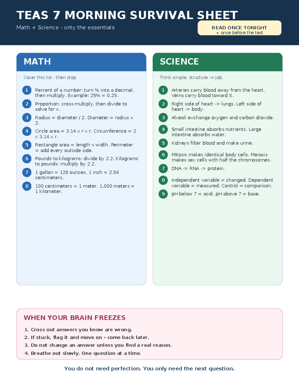 TEAS 7 Last Minute Math & Science Survival Guide - Studocu
