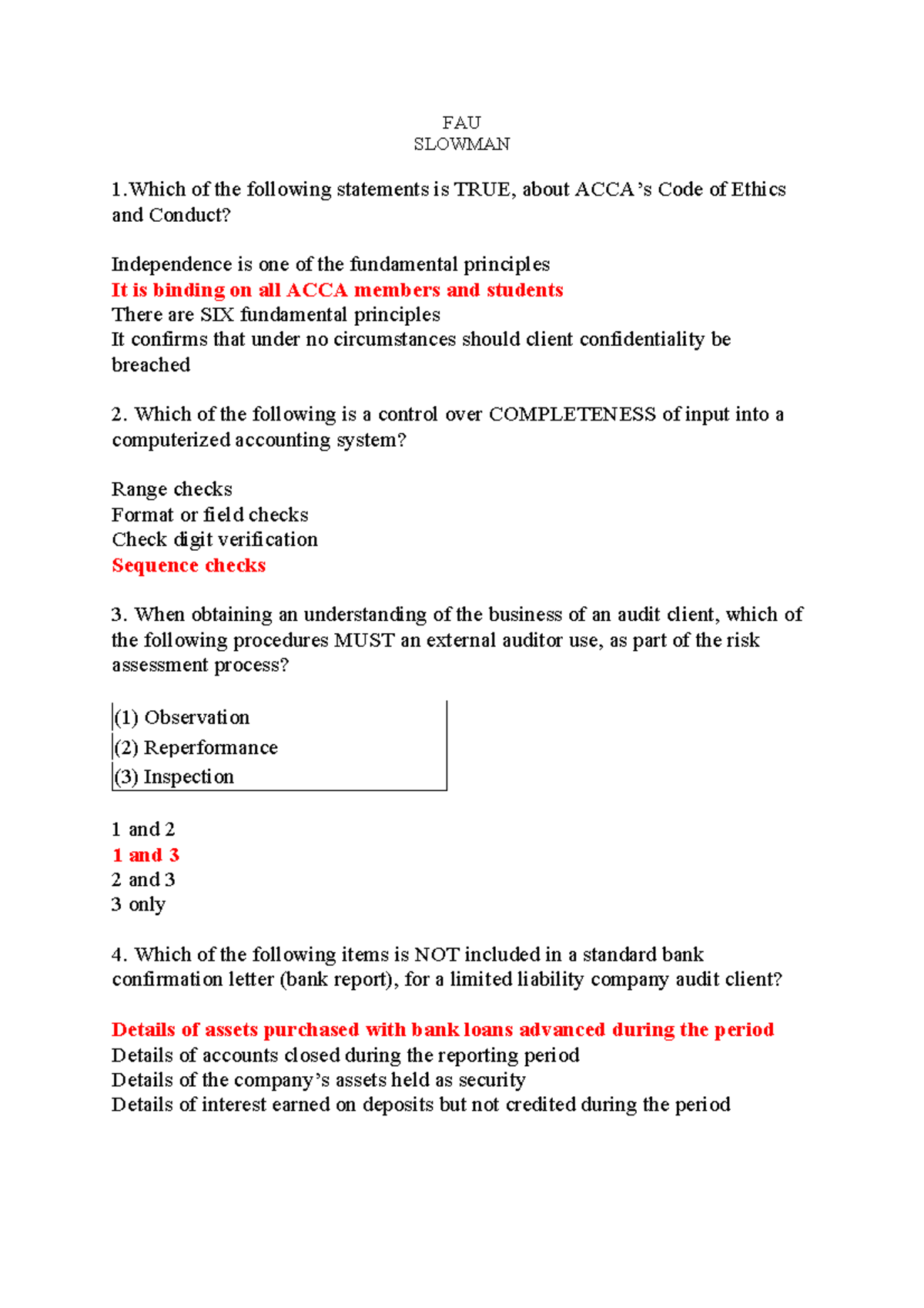 FAU ACCA Exam Set 1 – Key Concepts and Practice Questions - Studocu