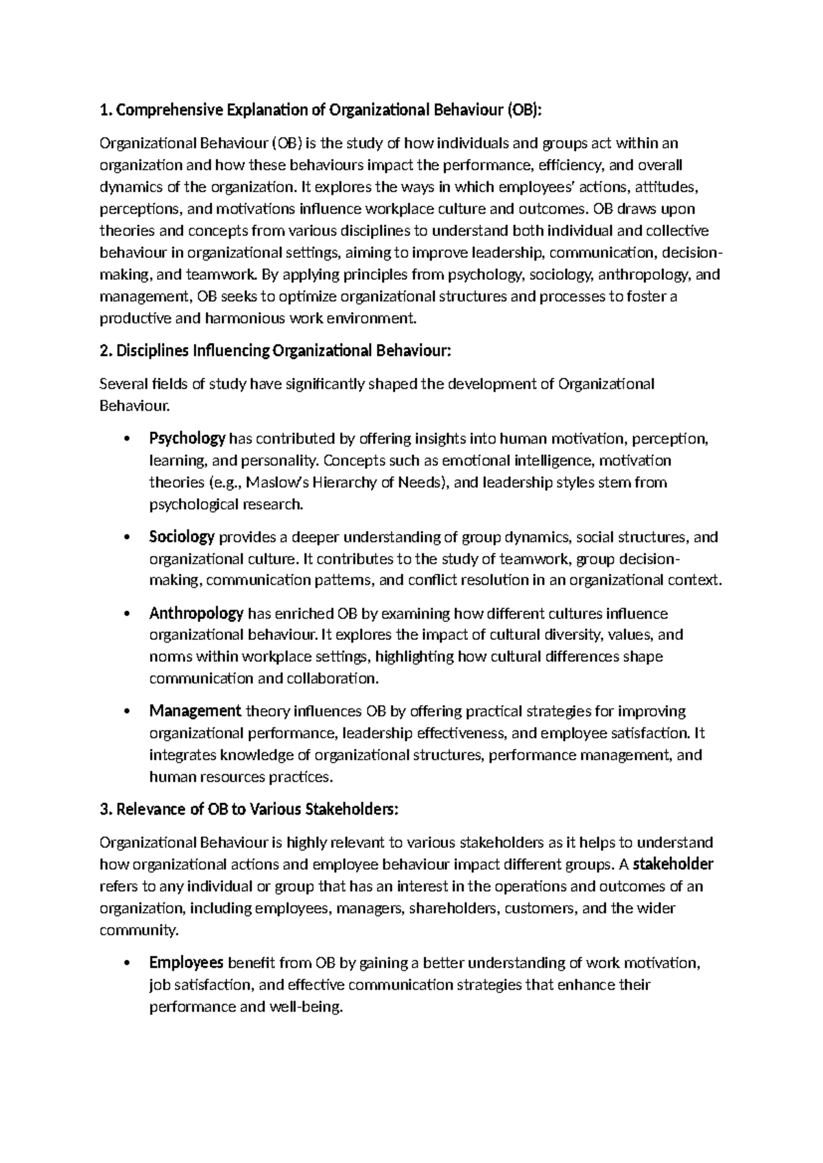 Organizational Behaviour (OB) Overview: Key Theories and Applications ...