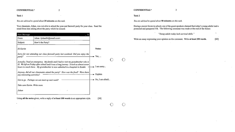 MUET Writing Past Paper: Tasks 1 & 2 Essay Guidelines - Studocu