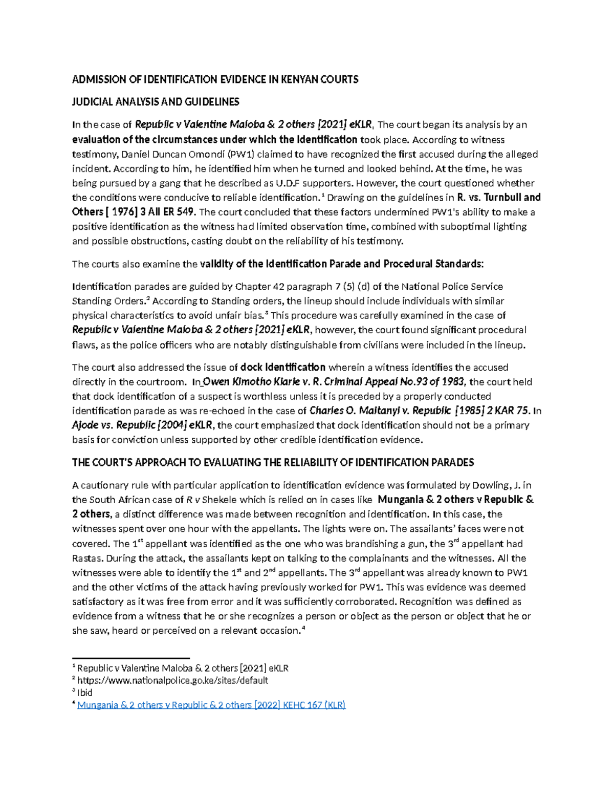 Admission of Identification Evidence in Kenyan Courts: A Legal ...