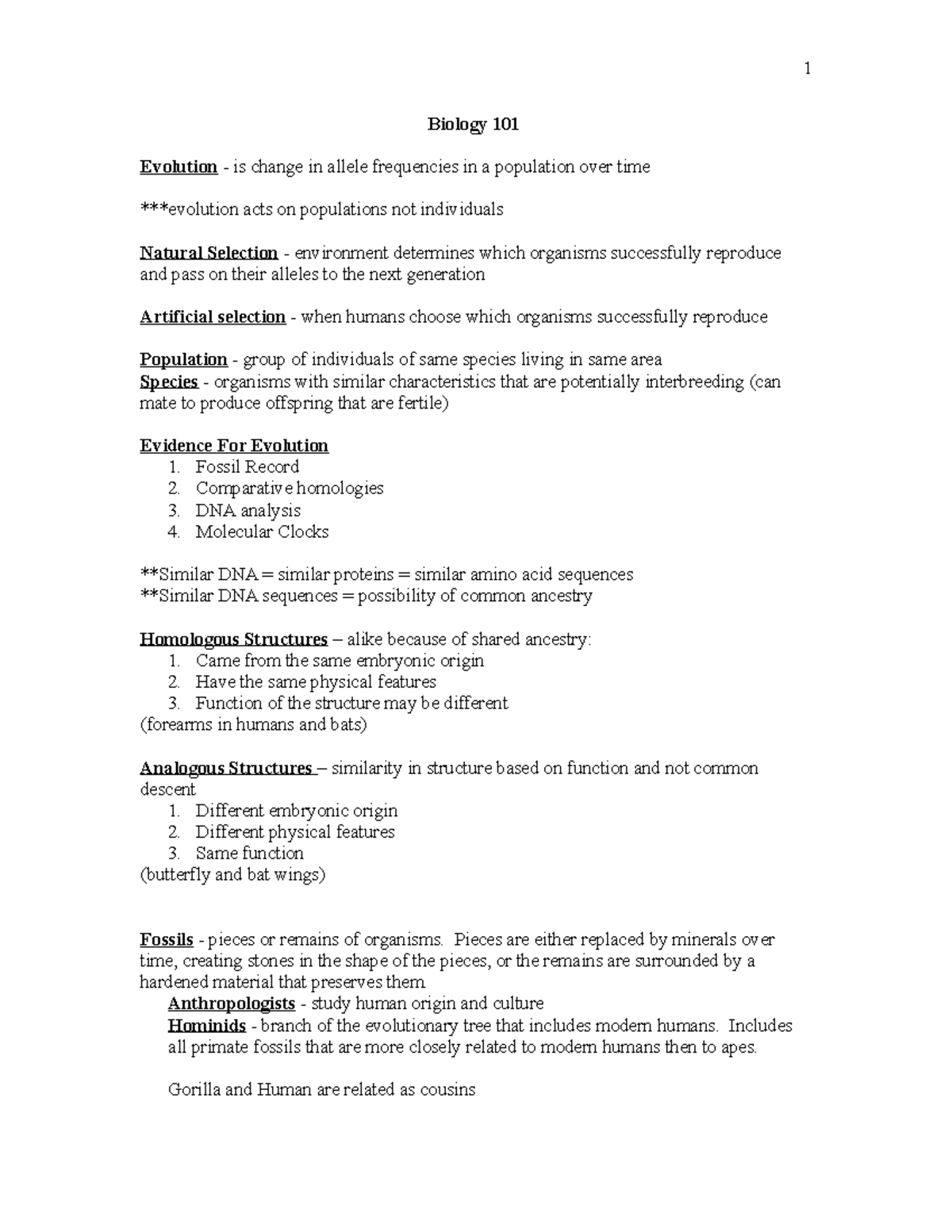 Lab 12 - Homework - Biology 101 Evolution - is change in allele ...