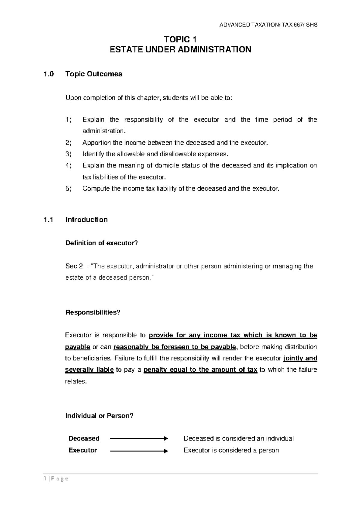 Estate Administration & Tax Implications (TAX667 Notes) - Studocu