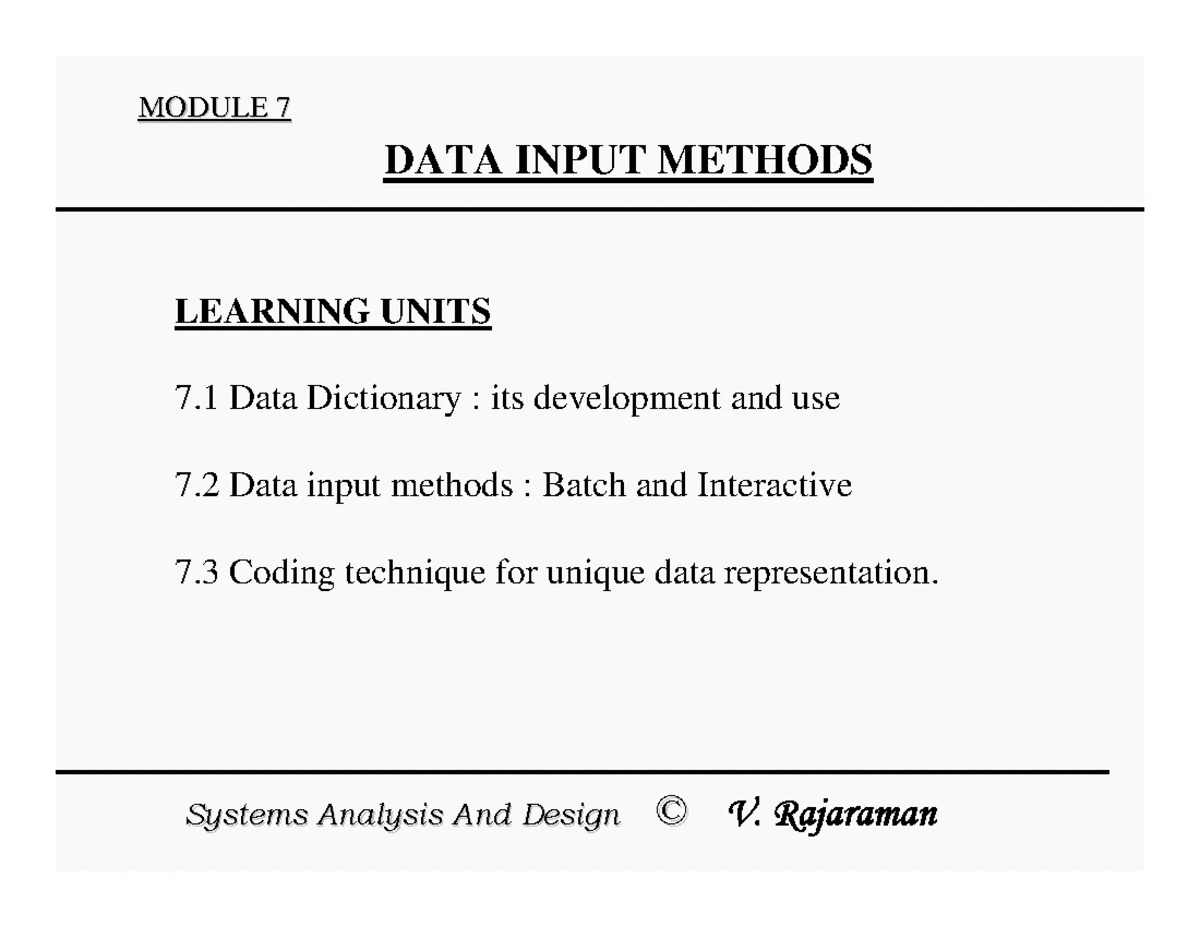 Mod2 - some notes for computer students - Contents Systems Analysis And ...