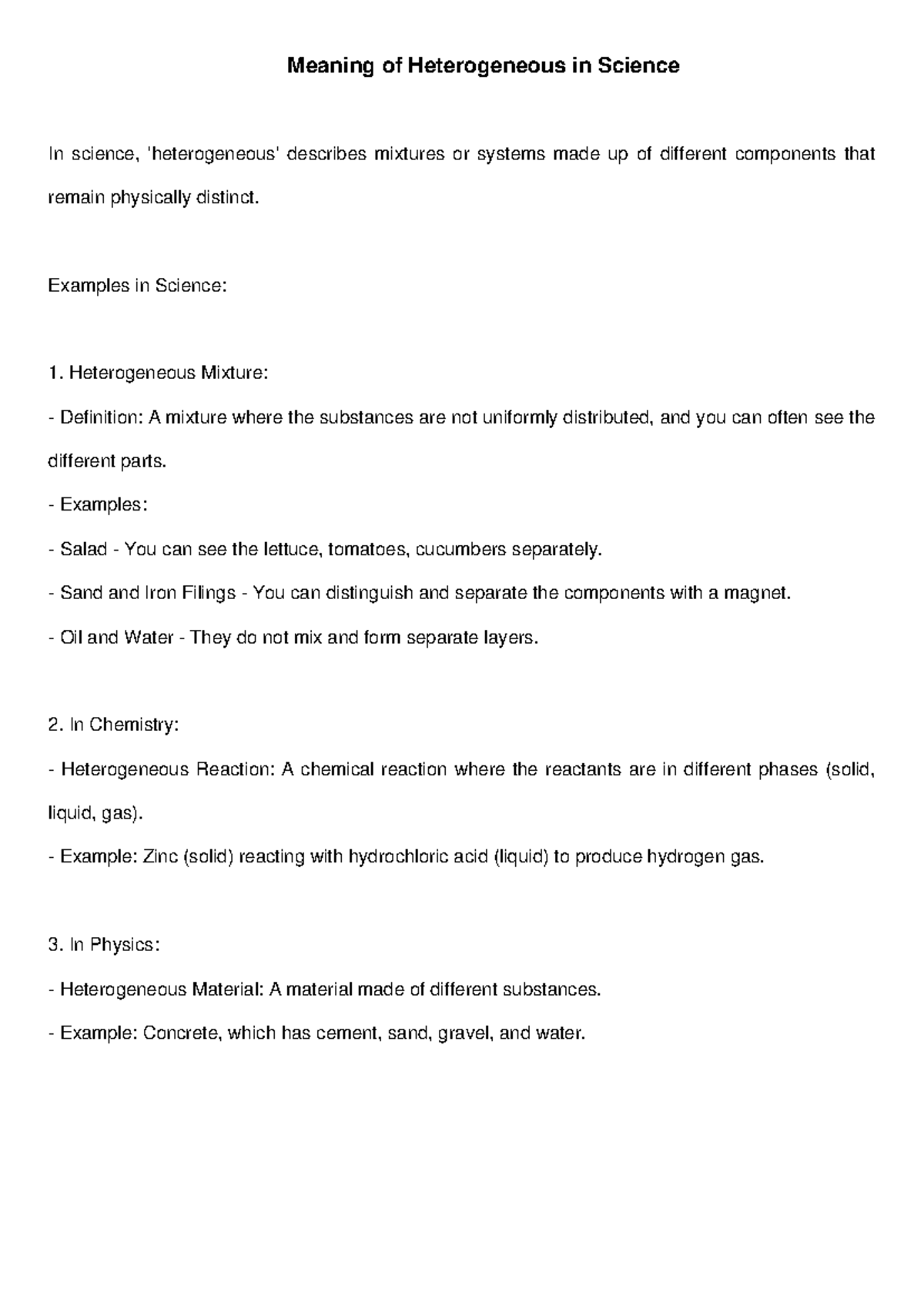 Heterogeneous Mixtures and Reactions in Science: A Study Guide - Studocu