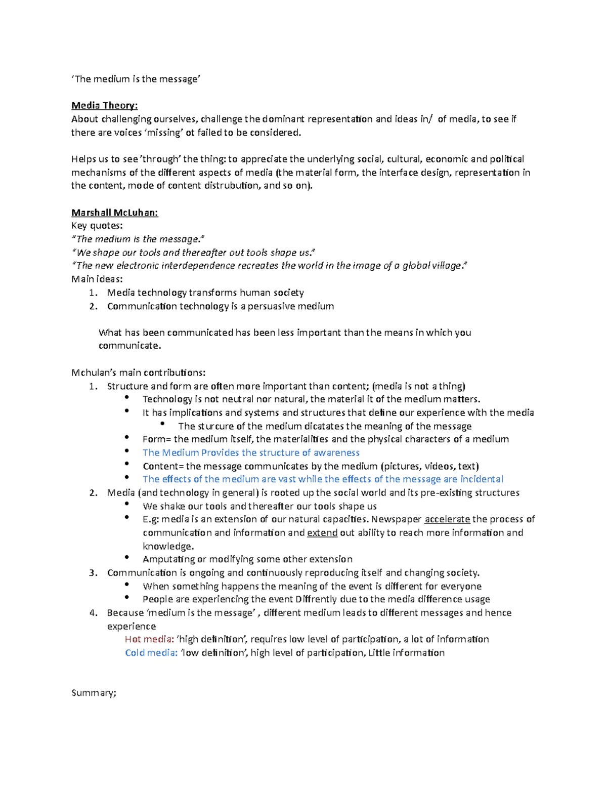 Document copy - Medium is the message - ‘The medium is the message ...