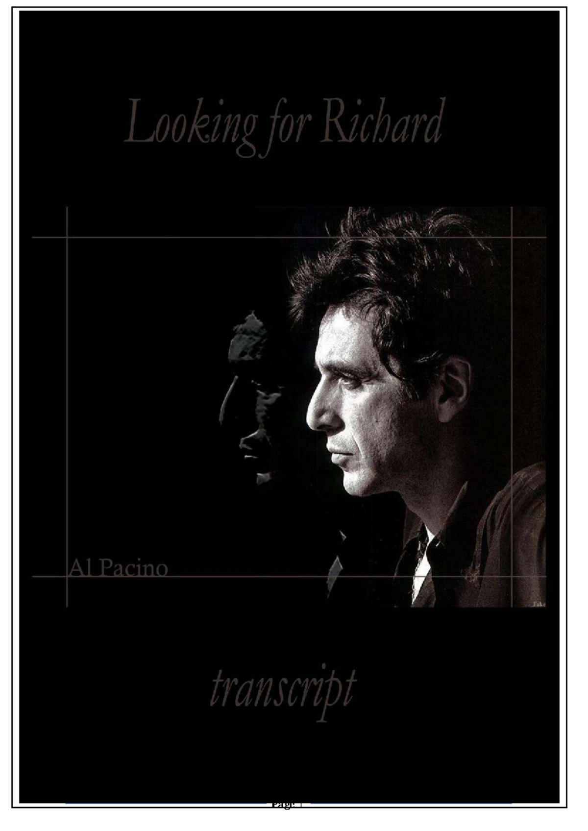 Looking for Richard: A Comprehensive Script Transcript (AMH/JFT) - Studocu