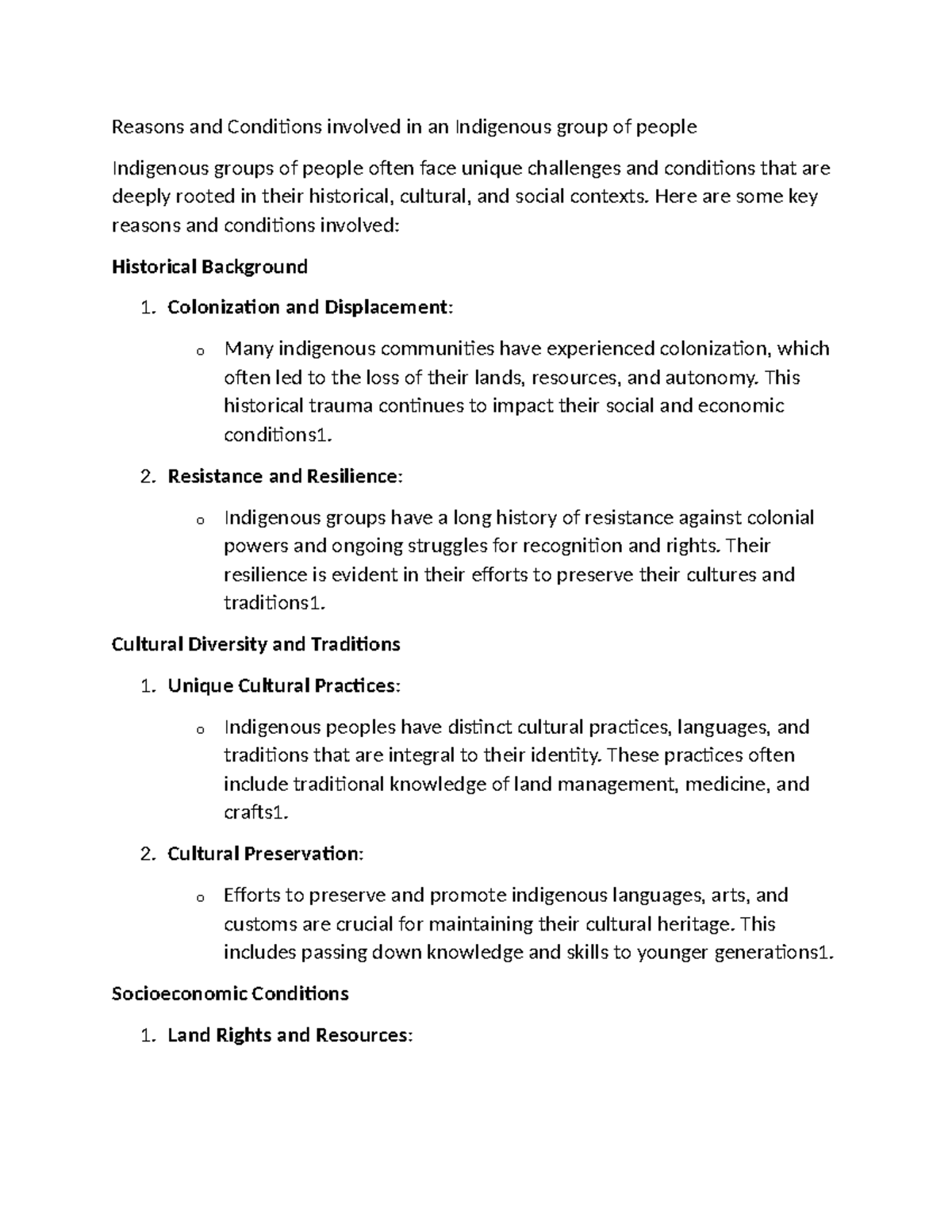 Reasons and Conditions involved in an Indigenous group of people - Here ...