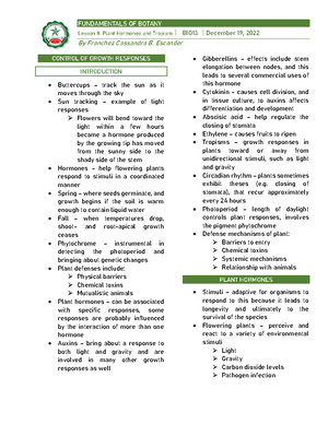 WS4 Fundamentals of Botany - Module 2: Plant Cell Structure & Plant ...