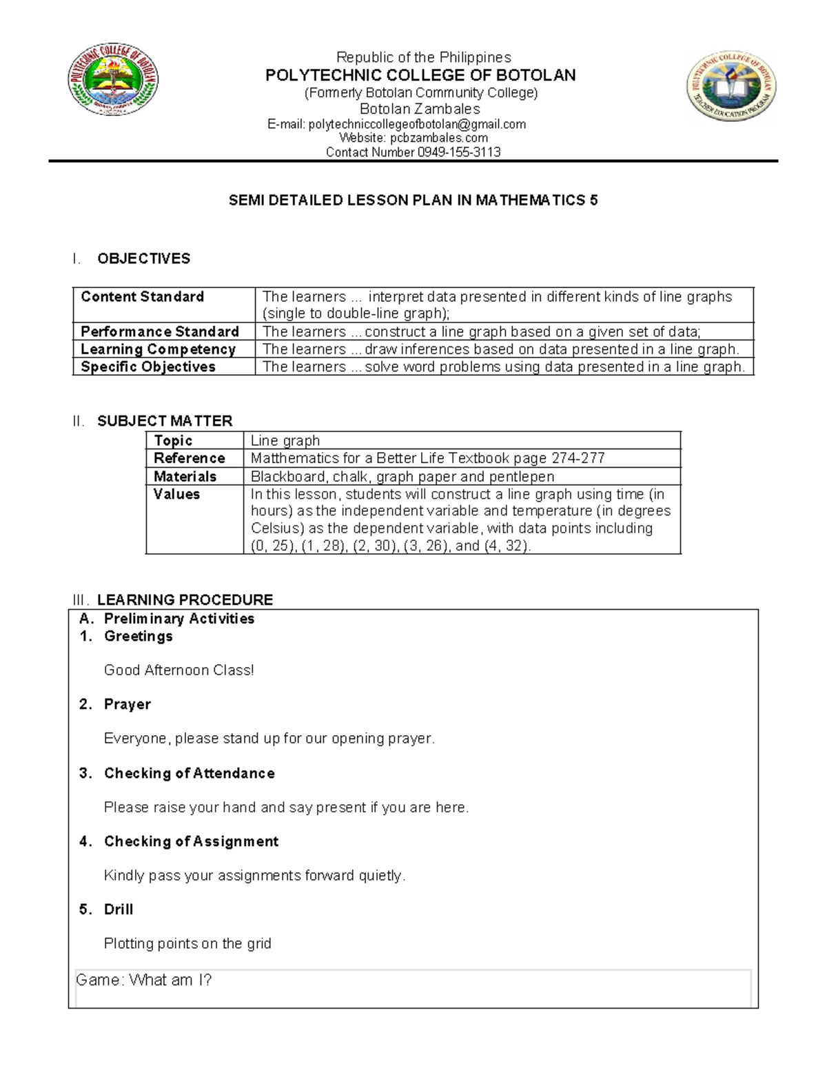 DLP in Mathematics 5: Line Graphs and Data Interpretation - Studocu