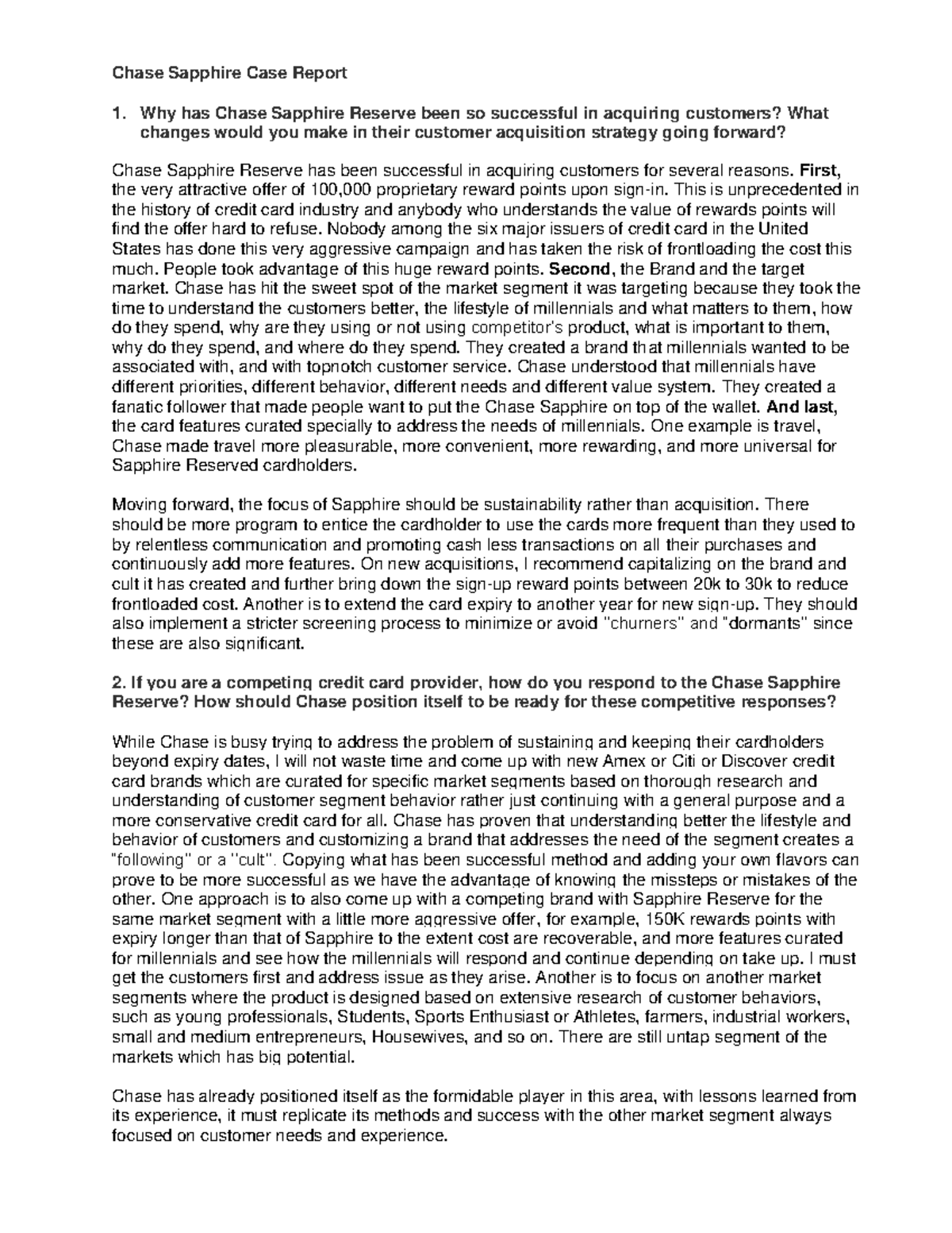 Chase Sapphire Case Study: Customer Acquisition & Competitive ...