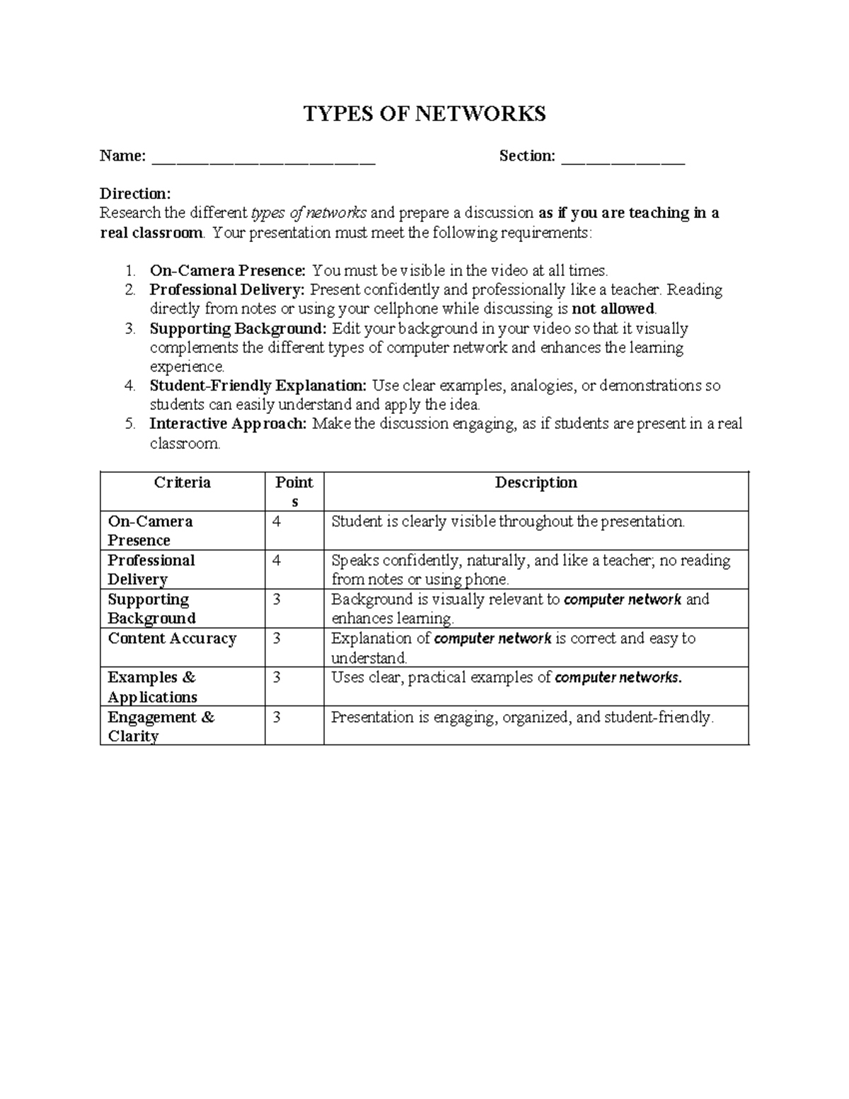 TYPES OF NETWORKS: Activity 2 - Data Communication (GRFB) - Studocu