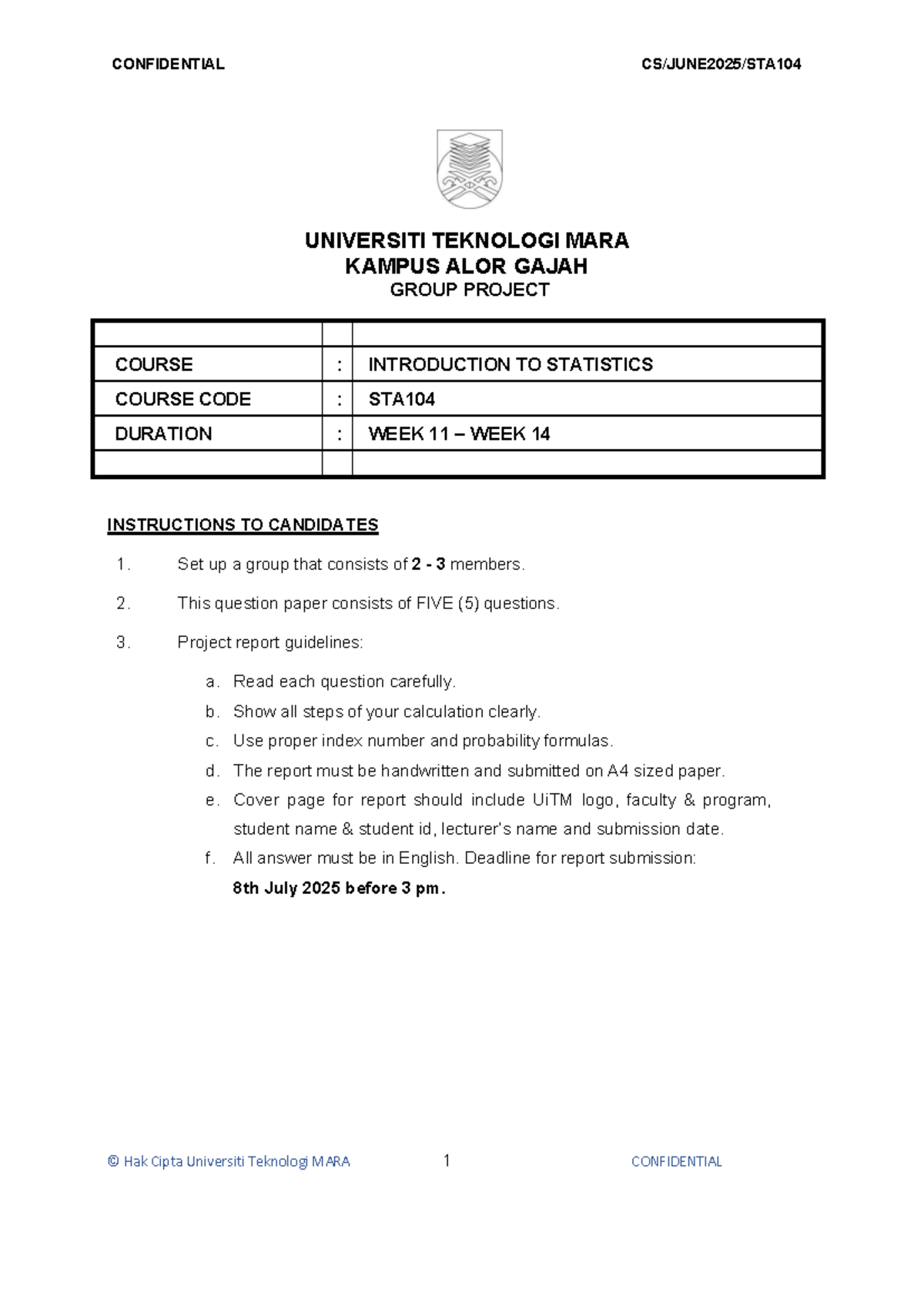 Group Project Guidelines for STA104: Introduction to Statistics - Studocu