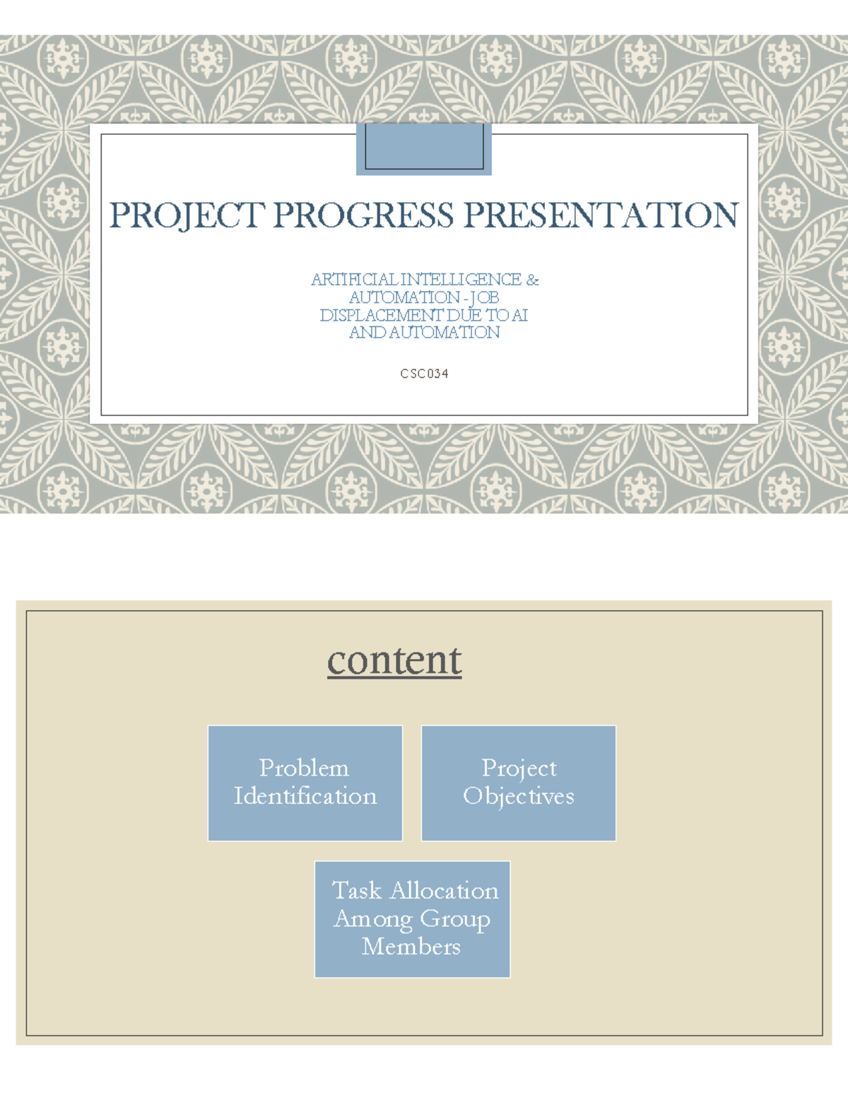 CSC03 Project Progress Presentation: AI & Automation Job Displacement ...