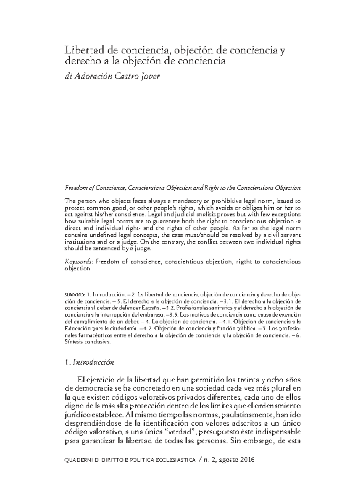Libertad de Conciencia y Objeción: Análisis Legal y Derechos (DERECHO ...