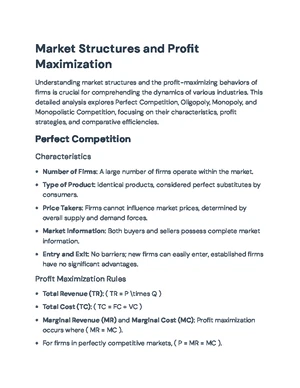 Market Structures - Study Notes & Assignments - Studocu