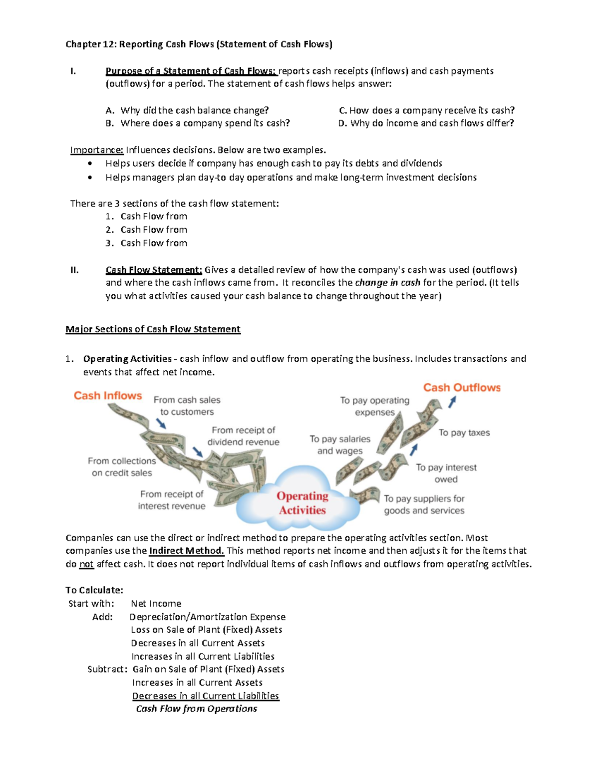 Chapter 12: Reporting Cash Flows - Statement of Cash Flows - Studocu