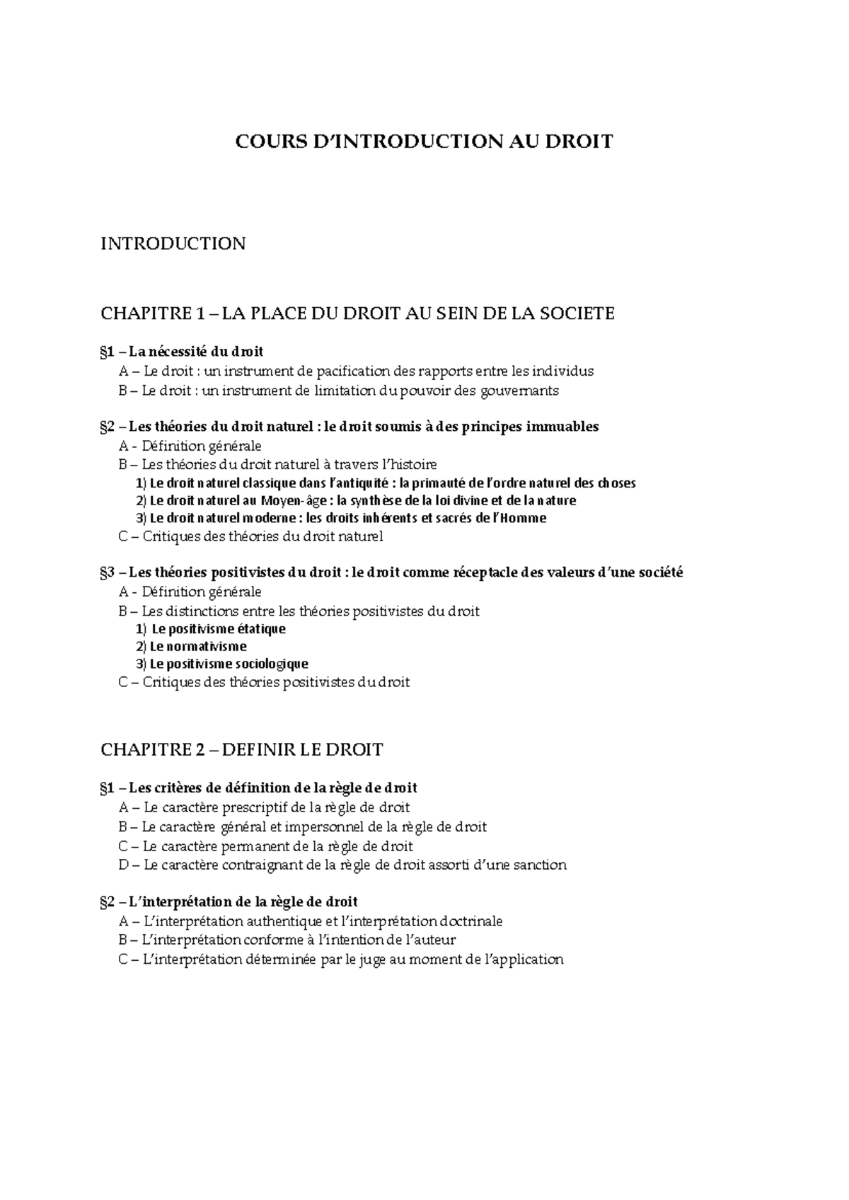 Plan cours dintroduction au Droit et vocabulaire juridique - M. Revon ...