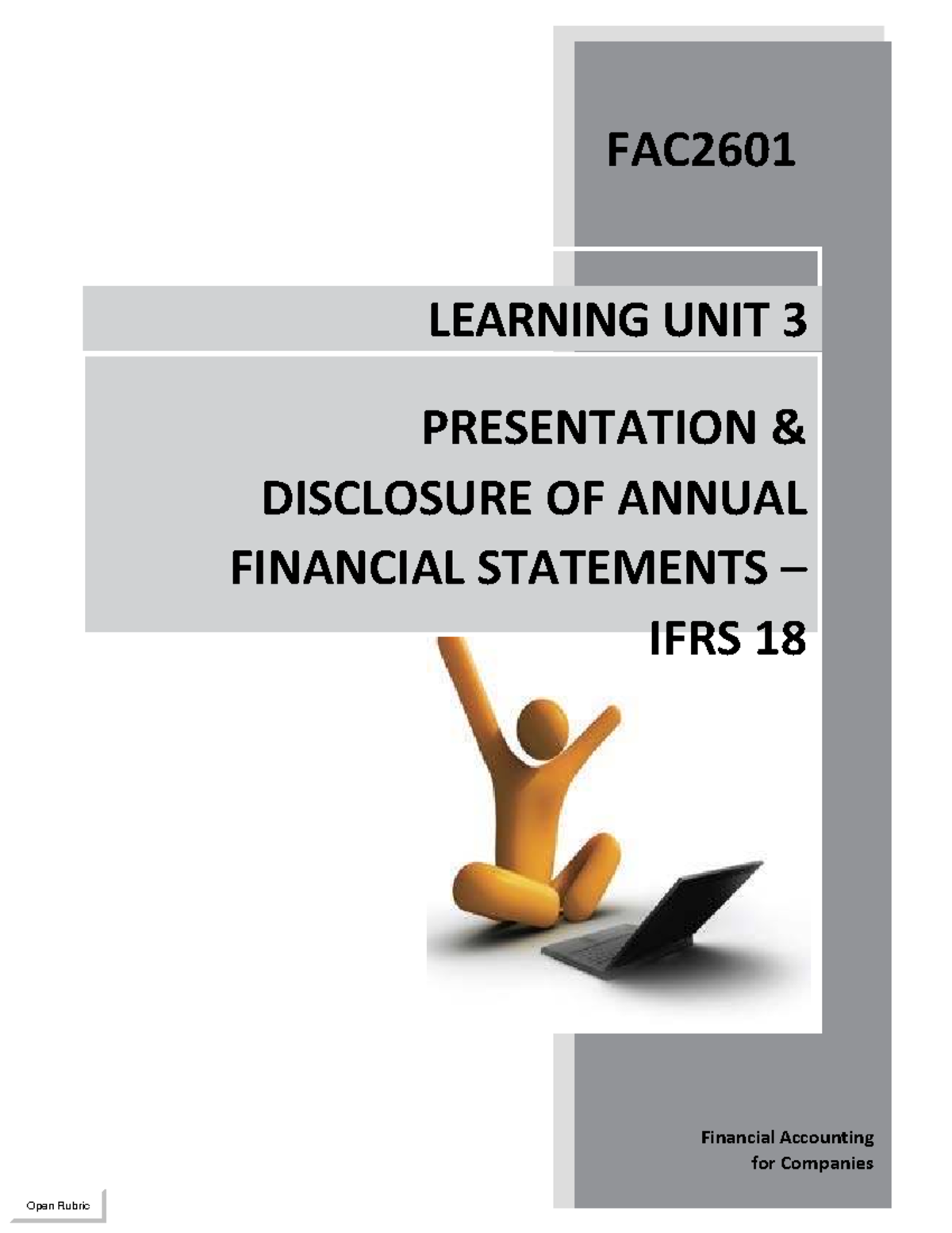 Study Guide for Financial Accounting Reporting - FAC1601/TL501/3