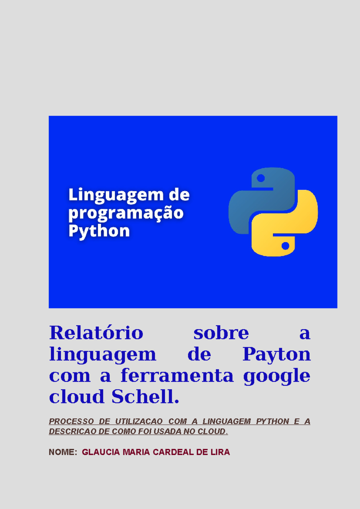 Relatório sobre a linguagem de python com a ferramenta google cloud ...
