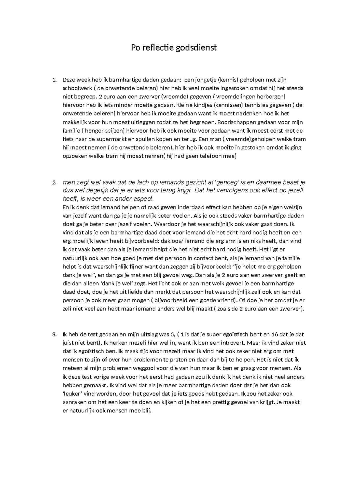 Reflectie op Barmhartige Daden in Godsdienst - Persoonlijke Ervaringen ...