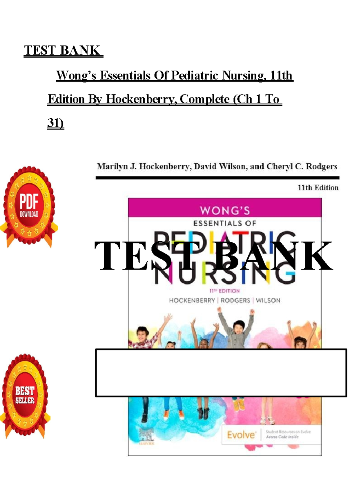 Test Bank for Pediatric Primary Care (6th Ed.) - Questions