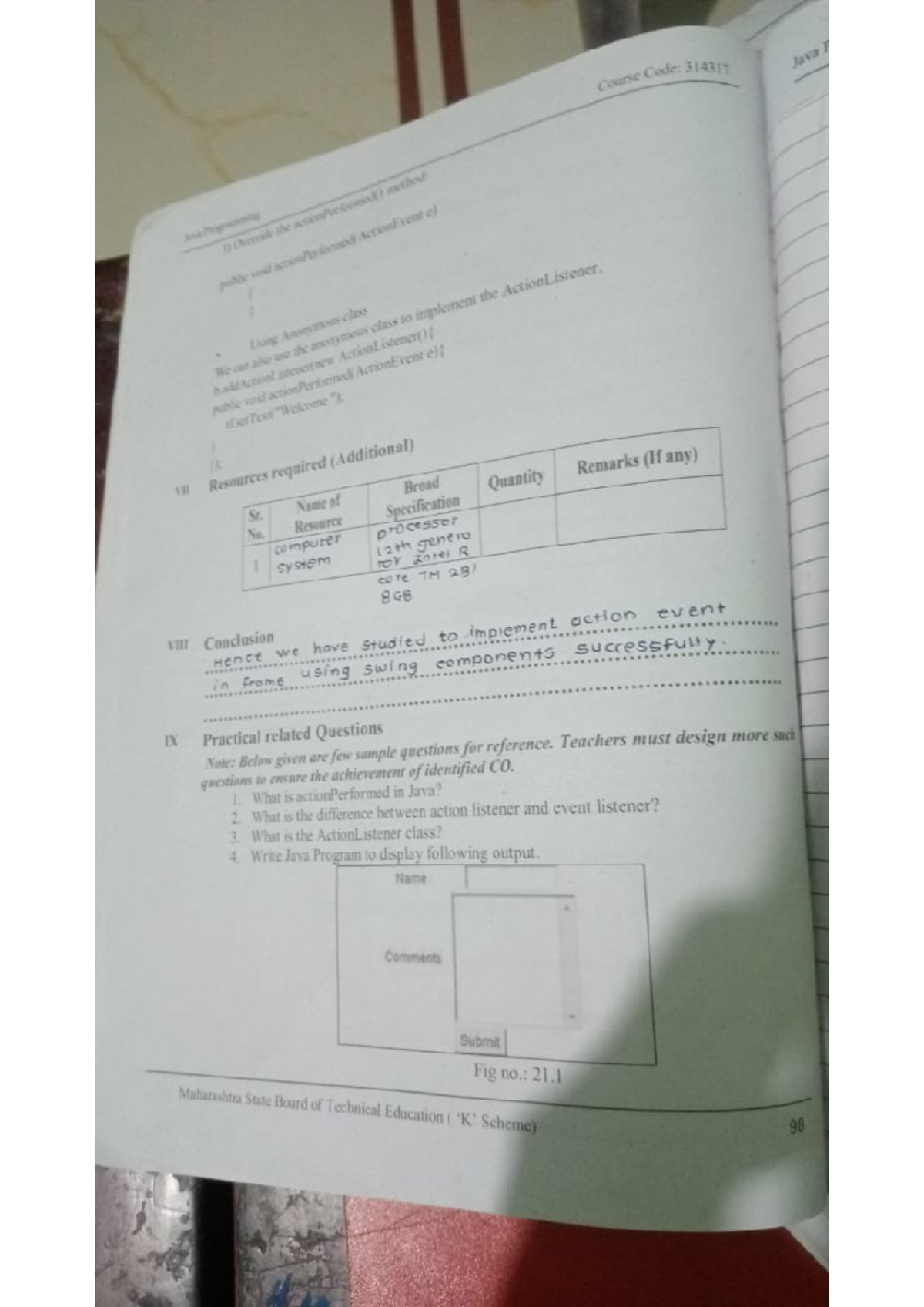Course Code: 314317 Practical on ActionListener Implementation in Java ...