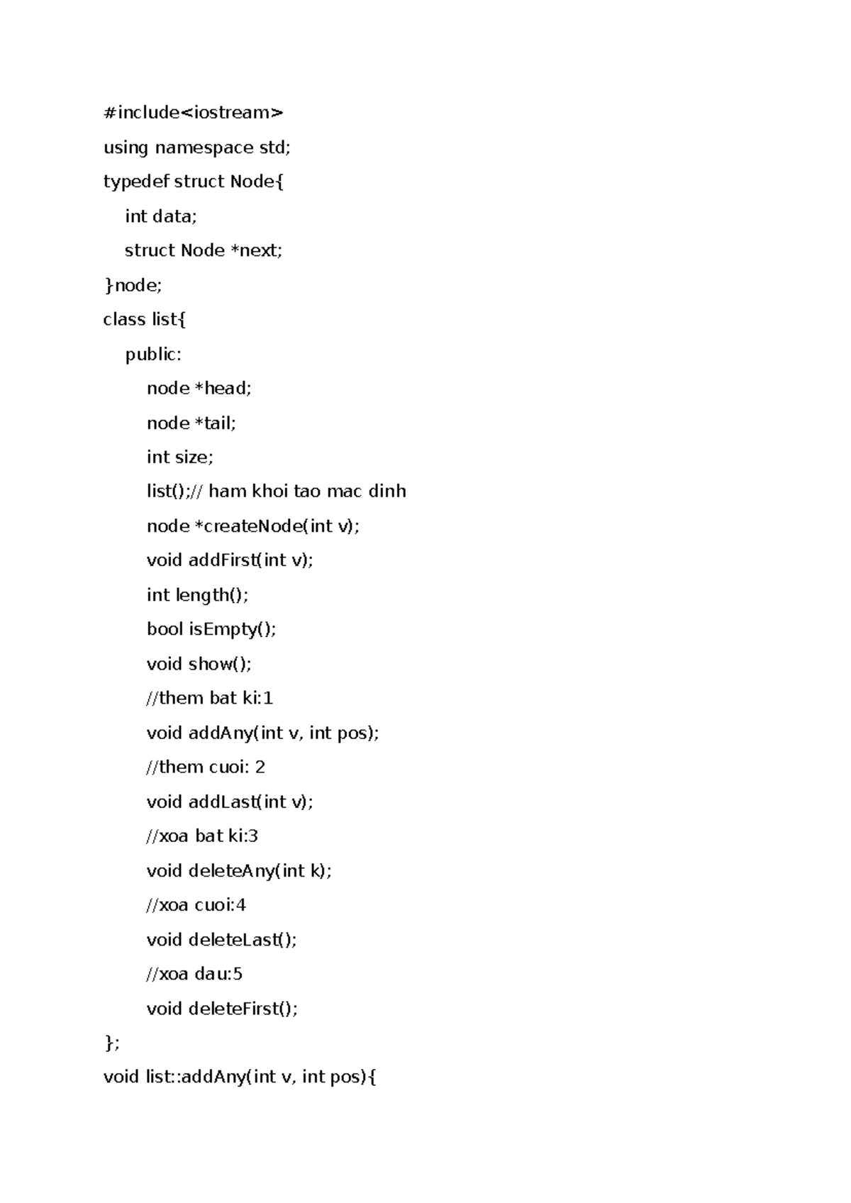 BTDD - review for code - #include using namespace std; typedef struct ...