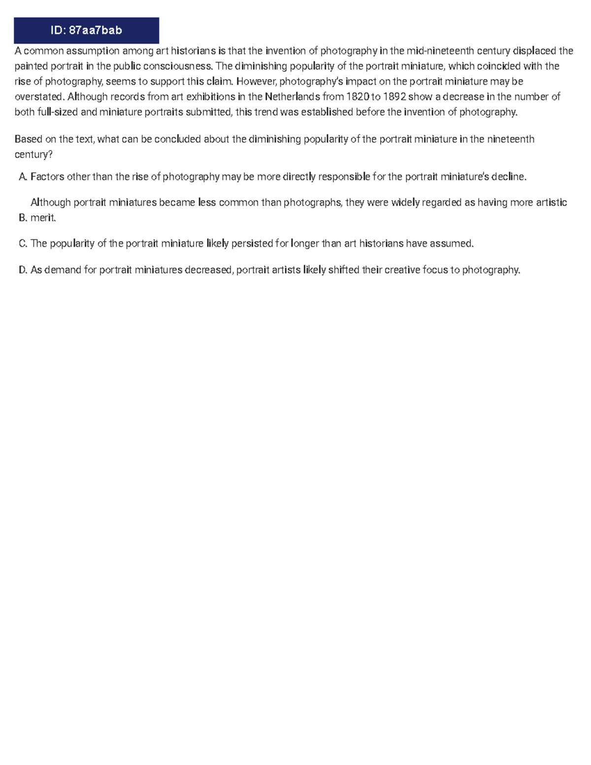 Analysis of Art Historical Perspectives on Photography and Portrait ...