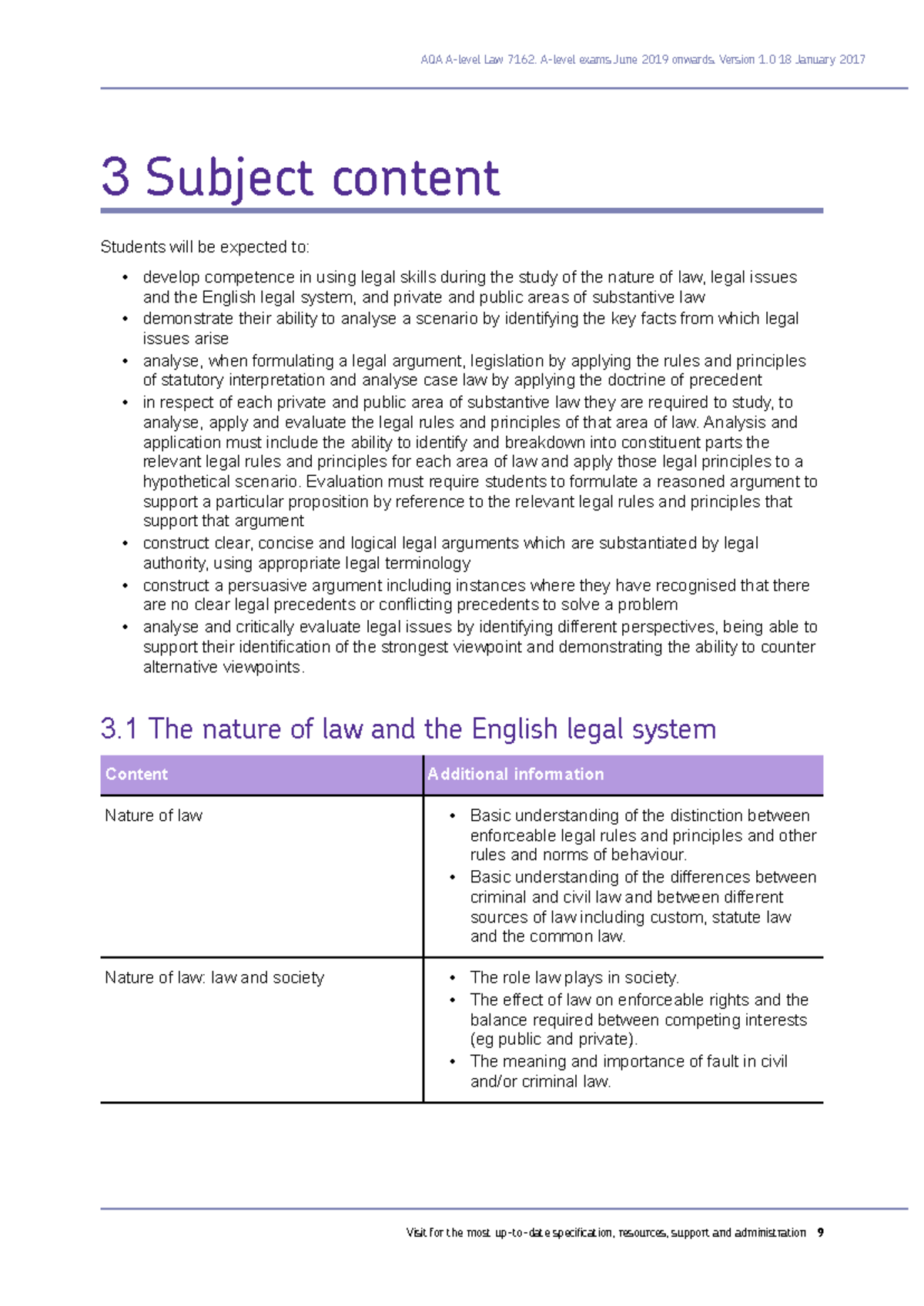 Law specification - 3 Subject content Students will be expected to ...